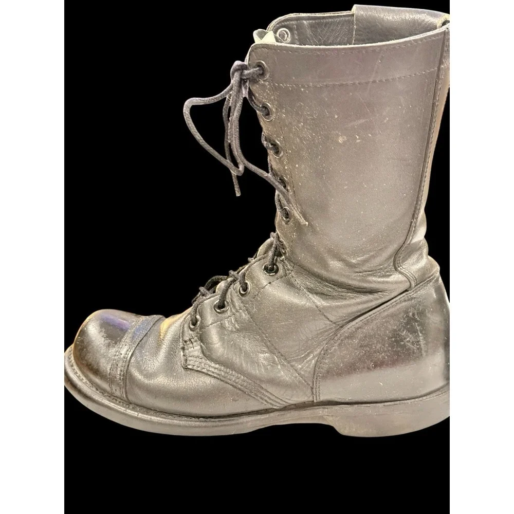 Vtg Bates Floataways Combat Jump Boots Black Leather Side Zip Men's 9.5 E